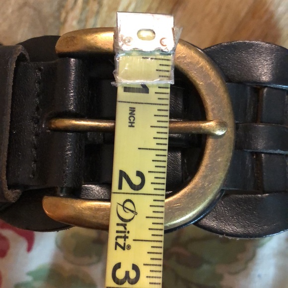 GAP Size Medium Woven Black Leather Belt BRASS Hardware & - Picture 15 of 16
